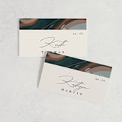 "Love Story" - Place Cards in Turquoise by Kate Ahn - Front with Free Guest Printing