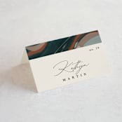 "Love Story" - Place Cards in Turquoise by Kate Ahn - Folded with Free Guest Printing