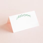 "Painted Leaves" - Place Cards in Evergreen by Olivia Raufman - Blank front