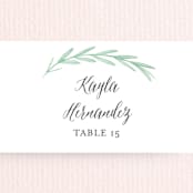 "Painted Leaves" - Place Cards in Evergreen by Olivia Raufman - Detail