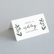 "Floral Wreath" - Place Cards in Fresh by Kelly Schmidt - Folded with Free Guest Printing