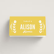 "Pretty Picado" - Place Cards in Sunshine by Jessie Steury - Folded with Free Guest Printing