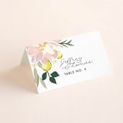 "Spring Blooms" - Place Cards in Blush by Susan Moyal - Folded with Free Guest Printing
