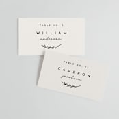 "Connect" - Place Cards in Almond by Brianne Larsen - Front with Free Guest Printing