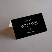 "Modern Type" - Place Cards in Moon by Heather Cairl - Folded with Free Guest Printing