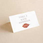 "Watercolor Fallen Leaves" - Place Cards in Copper by Katharine Watson - Folded with Free Guest Printing