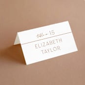 "Modern Ticket" - Place Cards in Rust by Alethea and Ruth - Folded with Free Guest Printing