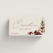 "Dried Floral Wreath" - Place Cards in Cabernet by Erin Deegan - Folded with Free Guest Printing