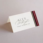 "Holiday Tartan" - Place Cards in Cranberry by Erin Deegan - Folded with Free Guest Printing