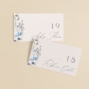 "Wildflower Wreath" - Place Cards in Sky by Grace Kreinbrink - Front with Free Guest Printing