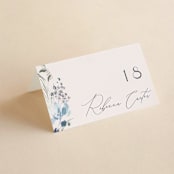 "Wildflower Wreath" - Place Cards in Sky by Grace Kreinbrink - Folded with Free Guest Printing