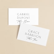 "Perfect Balance" - Place Cards in Onyx by Lauren Chism - Front with Free Guest Printing