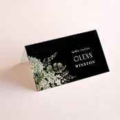 "A Wedding in the Garden" - Place Cards in Charcoal by Chris Griffith - Folded with Free Guest Printing