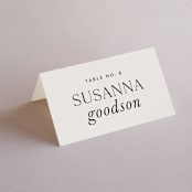 "Apropos" - Place Cards in Au Lait by Design Lotus - Folded with Free Guest Printing
