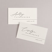 "Violet " - Place Cards in Linen by Kelly Schmidt - Front with Free Guest Printing