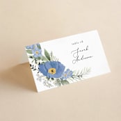 "Botanical Swag" - Place Cards in Periwinkle by Susan Moyal - Folded with Free Guest Printing