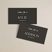 "Arabesque" - Place Cards in Obsidian by Robert and Stella - Front with Free Guest Printing