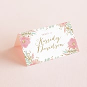 "Floral Vignette" - Place Cards in Brass by Kristen Smith - Folded with Free Guest Printing