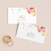 "Stately Florals" - Place Cards in Poppy by Lori Wemple - Front with Free Guest Printing