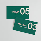 "Bold Type" - Place Cards in Parrot by Owl and Toad - Front with Free Guest Printing