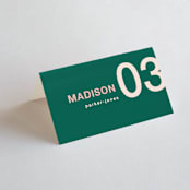 "Bold Type" - Place Cards in Parrot by Owl and Toad - Folded with Free Guest Printing
