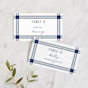"window pane check" - Place Cards in Navy by Kerry Doyle - Front with Free Guest Printing