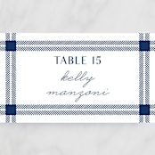 "window pane check" - Place Cards in Navy by Kerry Doyle - Detail