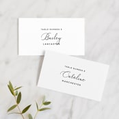 "Right Side" - Place Cards in Blackberry by Susan Brown - Front with Free Guest Printing