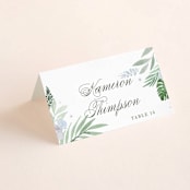 "Botanical Seal" - Place Cards in Pastel by Kristen Smith - Folded with Free Guest Printing