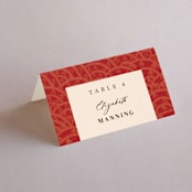 "Mizu Pattern" - Place Cards in Ruby by Kanika Mathur - Folded with Free Guest Printing