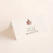 "Leaf Print" - Place Cards in Rust by Katharine Watson - Folded with Free Guest Printing