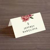"Vintage Garden Invite" - Place Cards in Vintage Beige by Alisa Wismer - Folded with Free Guest Printing