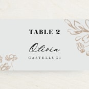 "Sketched Flora" - Place Cards in Cream by Paper Raven Co. - Detail