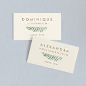 "Painted Ferns" - Place Cards in Cream by Amy Kross - Front with Free Guest Printing