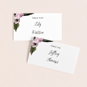 "Peony" - Place Cards in Ice Mist by Cass Loh - Front with Free Guest Printing
