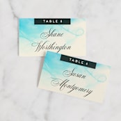 "Ombio" - Place Cards in Aqua by GeekInk Design - Front with Free Guest Printing