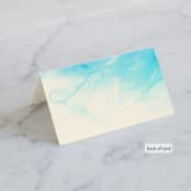 "Ombio" - Place Cards in Aqua by GeekInk Design - Folded Back of Card