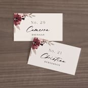 "Emyn" - Place Cards in Burgundy by Itsy Belle Studio - Front with Free Guest Printing