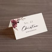 "Emyn" - Place Cards in Burgundy by Itsy Belle Studio - Folded with Free Guest Printing
