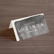 "Midtown" - Place Cards in Stone by Hudson meet Rose - Folded with Free Guest Printing