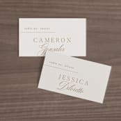 "Emblem" - Place Cards in Champagne by Everett Paper Goods - Front with Free Guest Printing