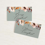 "Serenata" - Place Cards in Sage by Petra Kern - Front with Free Guest Printing