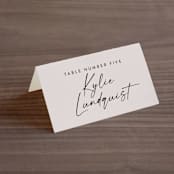 "Overjoyed" - Place Cards in Almond by Jill Means - Folded with Free Guest Printing