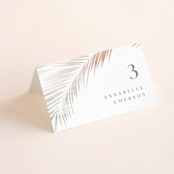 "Painted Leaves" - Place Cards in Coconut by Owl and Toad - Folded with Free Guest Printing