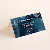 "Midnight Snowfall" - Place Cards in Navy by Alethea and Ruth - Folded with Free Guest Printing