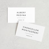 "Ordered Grace" - Place Cards in Snow by That Girl Press - Front with Free Guest Printing