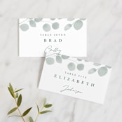 "Silver Dollar Eucalyptus" - Place Cards in Silver Dollar by Shannon Chen of Four Wet Feet Studio - Front with Free Guest Printing