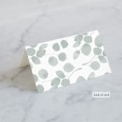 "Silver Dollar Eucalyptus" - Place Cards in Silver Dollar by Shannon Chen of Four Wet Feet Studio - Folded Back of Card