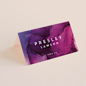 "saturated" - Place Cards in Plum by Erin Deegan - Folded with Free Guest Printing