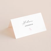 "Lettera" - Place Cards in Blush by Lauren Chism - Folded with Free Guest Printing